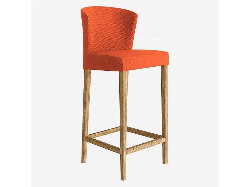 Habitat - Lot de 2 chaises hautes de bar en tissu - Orange - Valentina