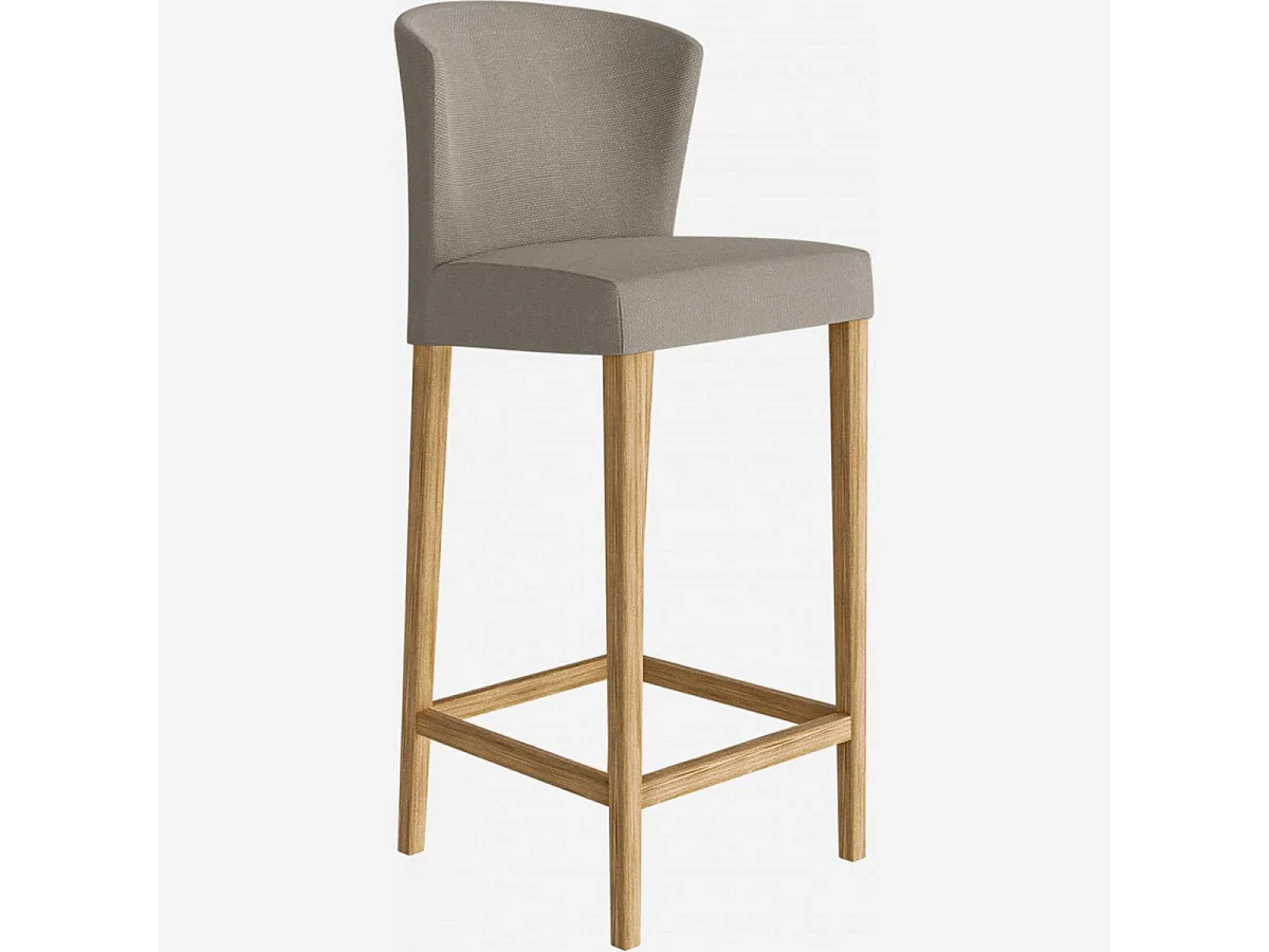 Habitat - Lot de 2 chaises hautes de bar en tissu - Gris - Valentina