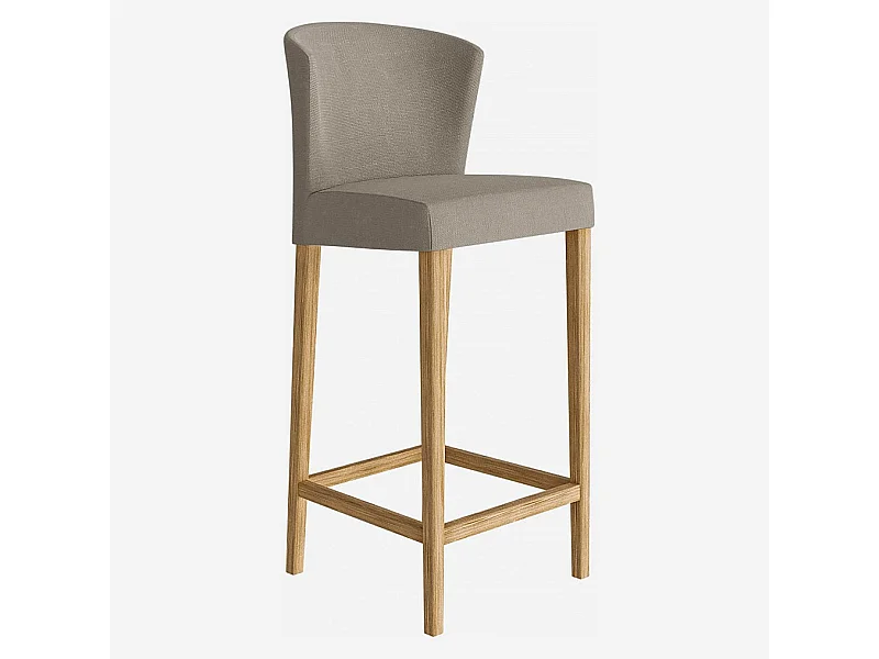 Habitat - Lot de 2 chaises hautes de bar en tissu - Gris - Valentina