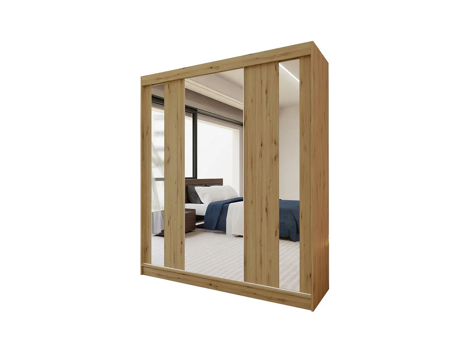 ARMOIRE À PORTES FERMÉES Gaja 180/216/61 chêne Artisan avec miroir