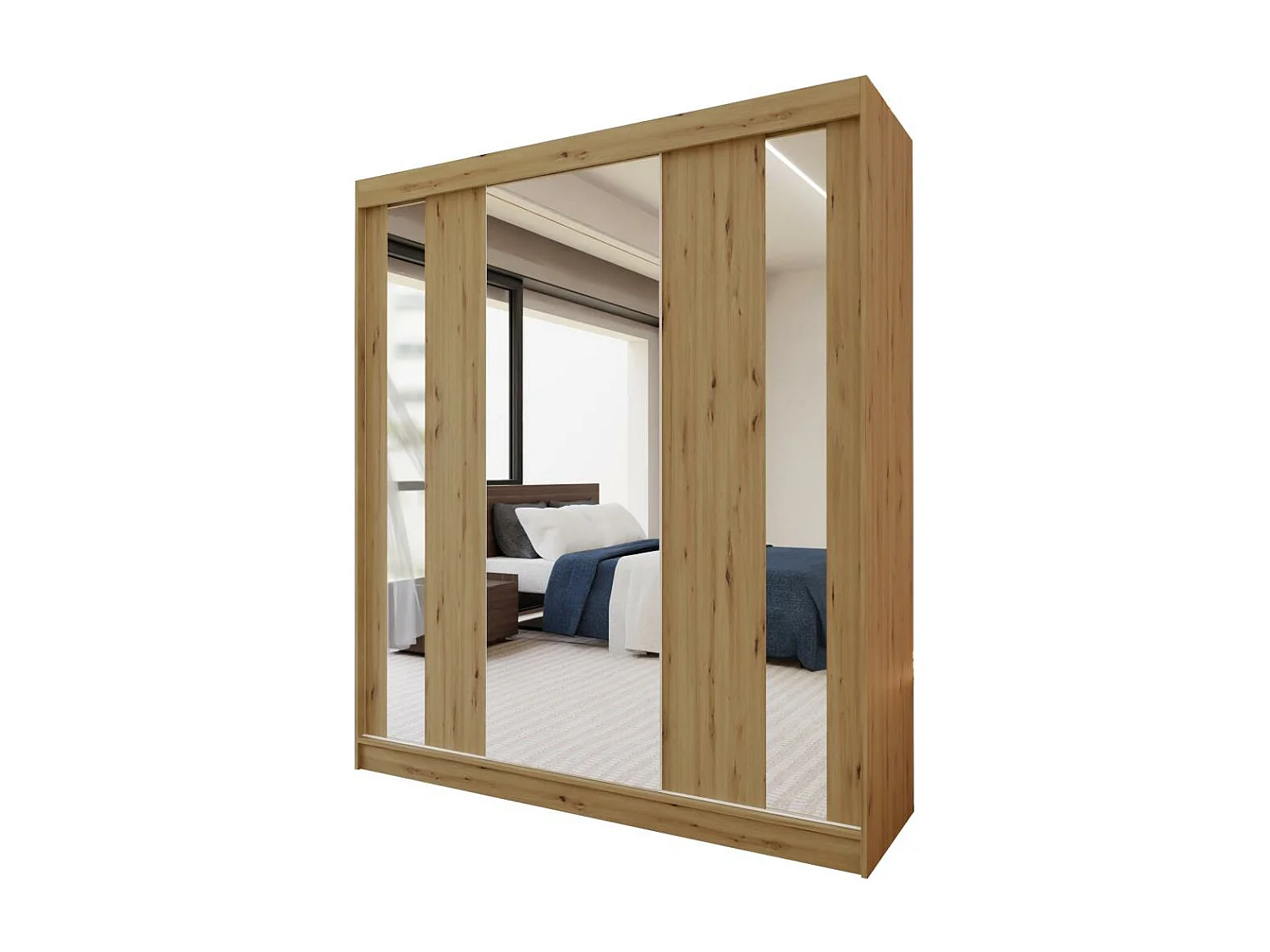 ARMOIRE À PORTES FERMÉES Gaja 180/216/61 chêne Artisan avec miroir