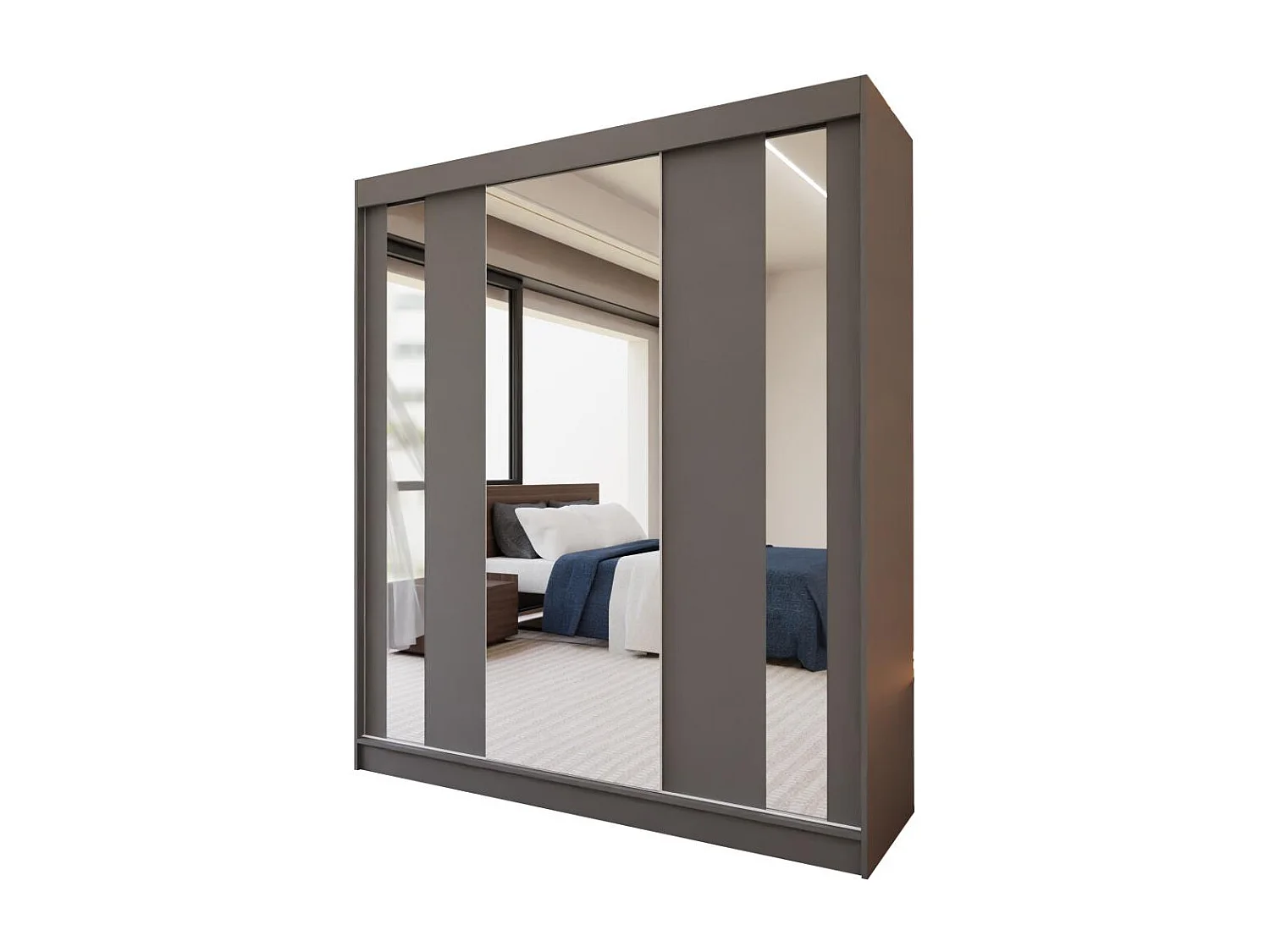 ARMOIRE À PORTES FERMÉES Gaja 180/216/61 graphite avec miroir Insert à tiroirs