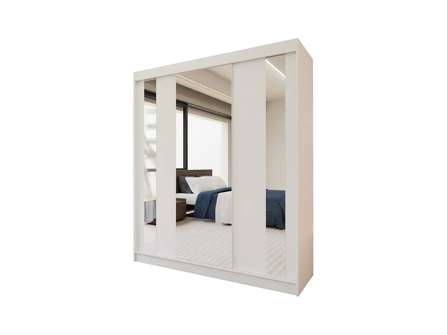 ARMOIRE À PORTES FERMÉES Gaja 180/216/61 blanc avec miroir Insert à tiroirs