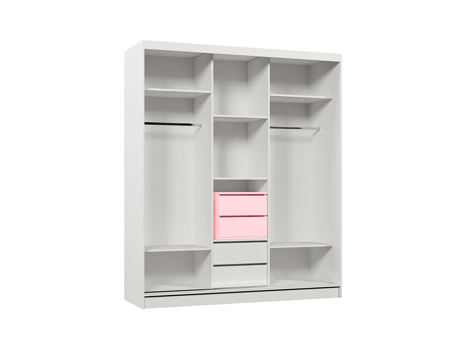 ARMOIRE À PORTES FERMÉES Gaja 180/216/61 blanc avec miroir Insert à tiroirs