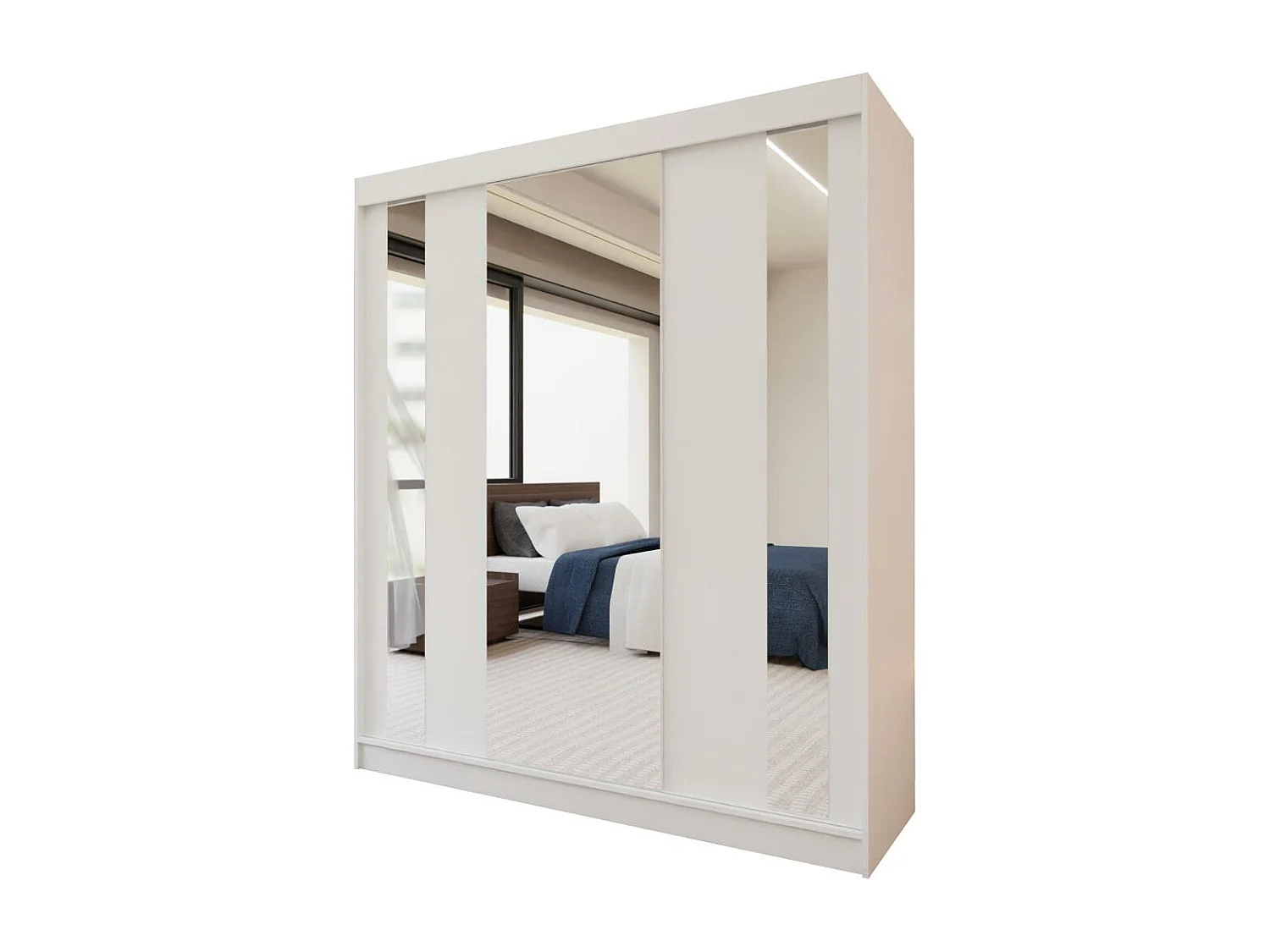 ARMOIRE À PORTES FERMÉES Gaja 180/216/61 blanc avec miroir Insert à tiroirs