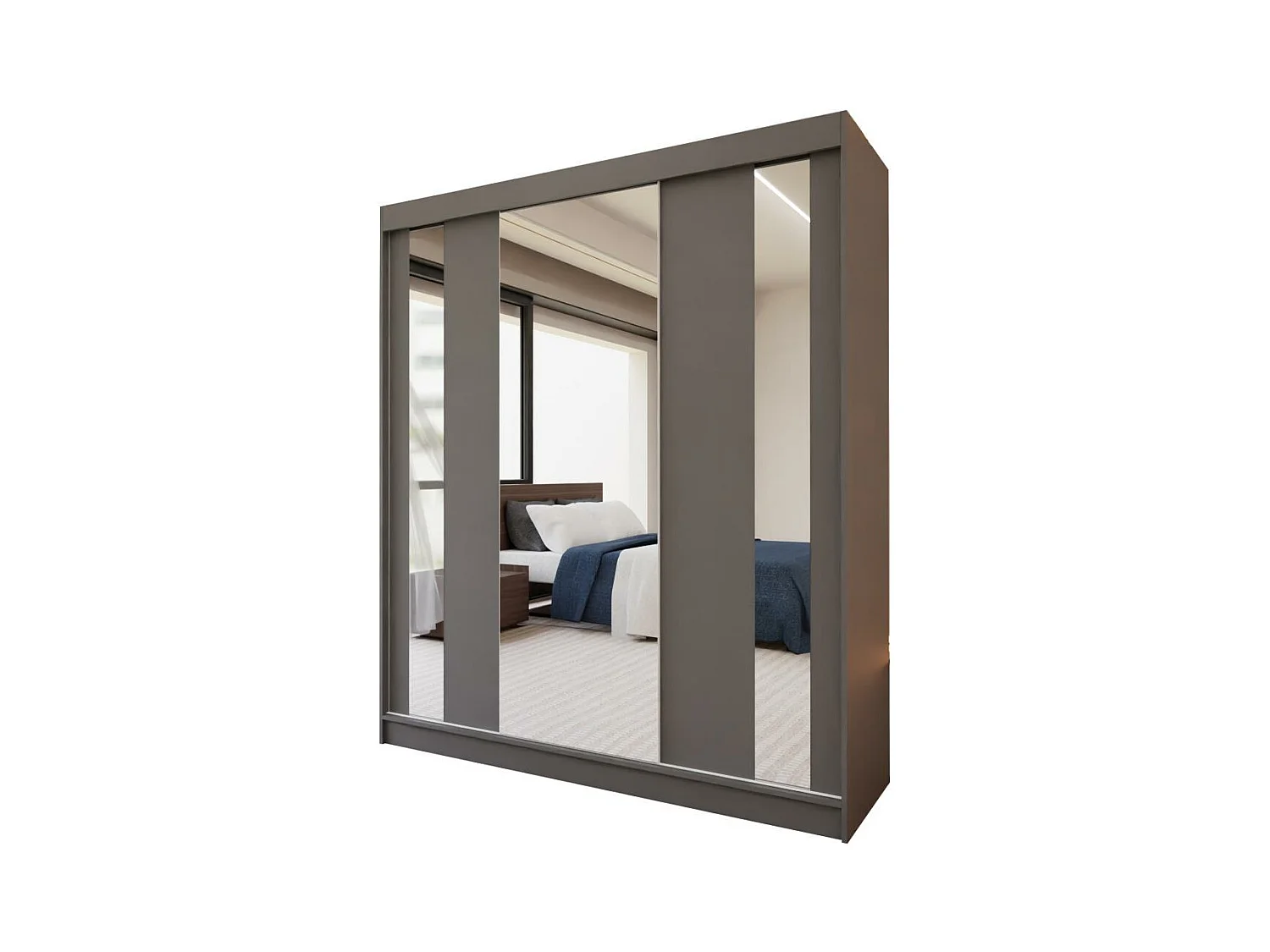 ARMOIRE A PORTES FERMÉES Gaja 180/216/61 graphite avec miroir