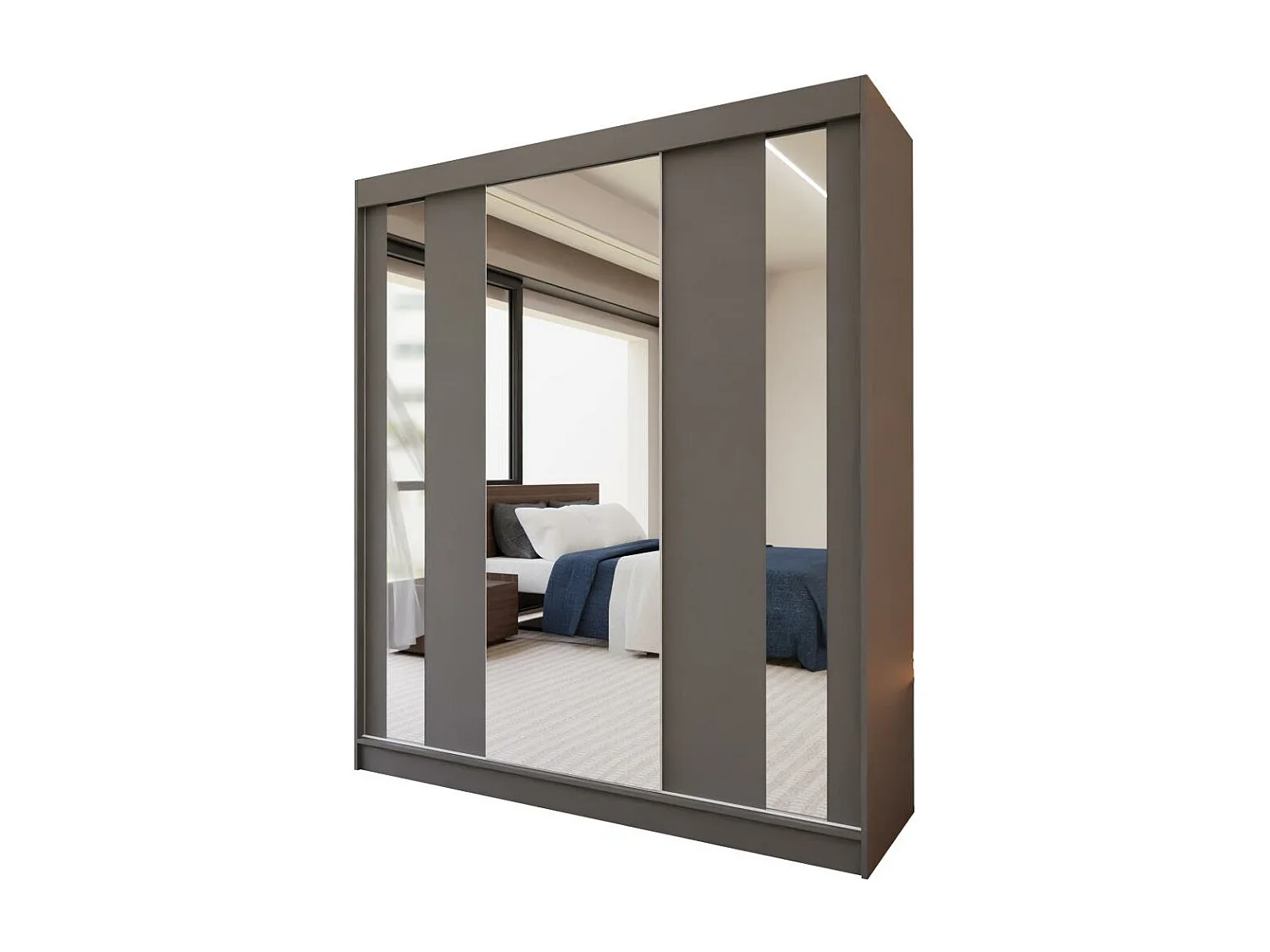 SCHWEBETÜRENSCHRANK Gaja 180/216/61 graphit mit Spiegel