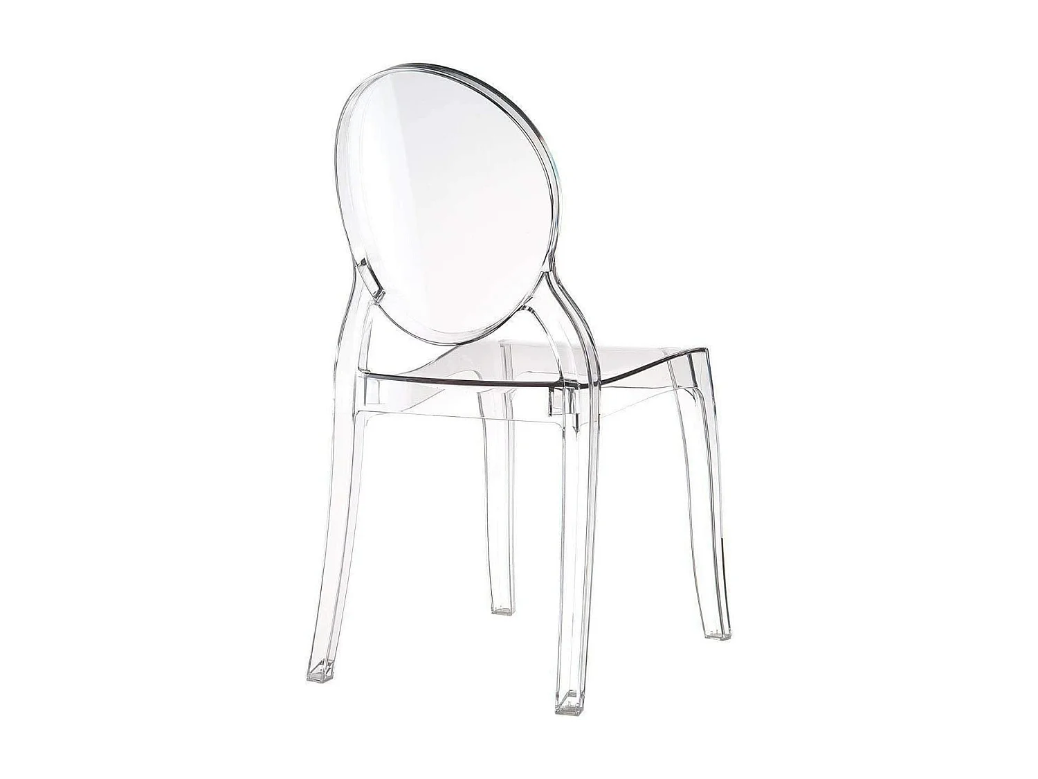 Set di 4 Sedie in Policarbonato Trasparente Cristal Light, Sedie Hotel Casa Ufficio, Design Moderno Elegante, 44 x 45 x 90 cm, Policarbonato Trasparente