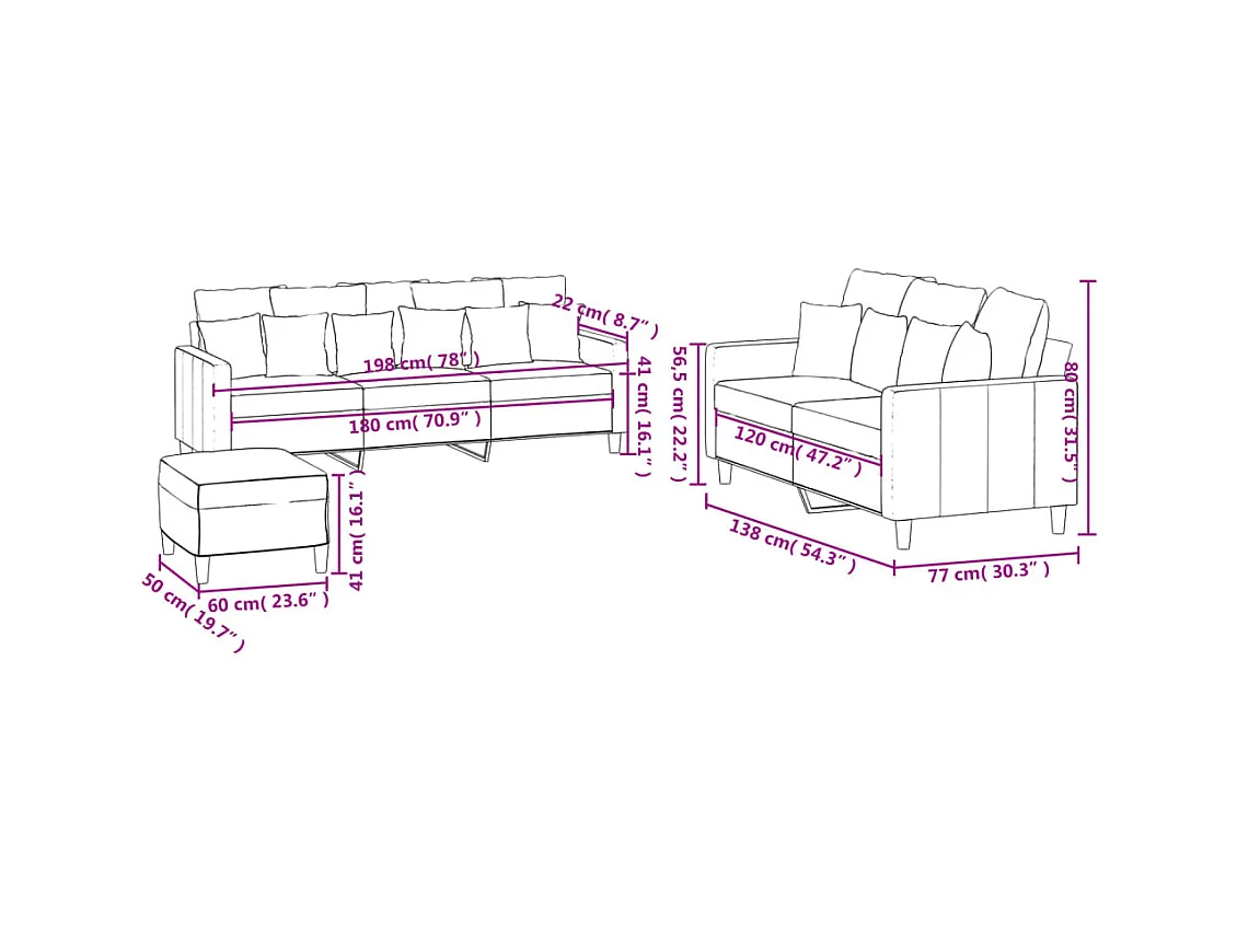Ensemble de canapés 3 pcs avec coussins Gris foncé Velours