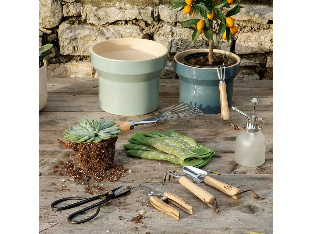 Habitat - Râteau à feuilles en acier inoxydable et frêne - Adepte