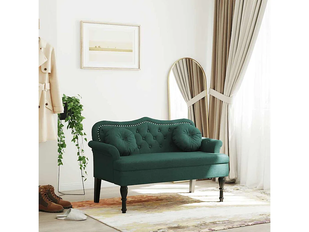 Banc avec coussins Vert foncé 120,5x65x75 cm Velours