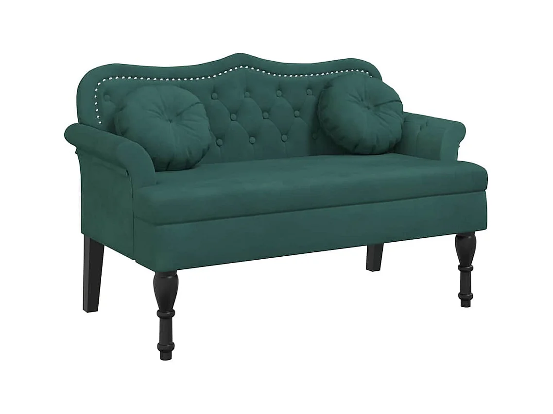 Banc avec coussins Vert foncé 120,5x65x75 cm Velours