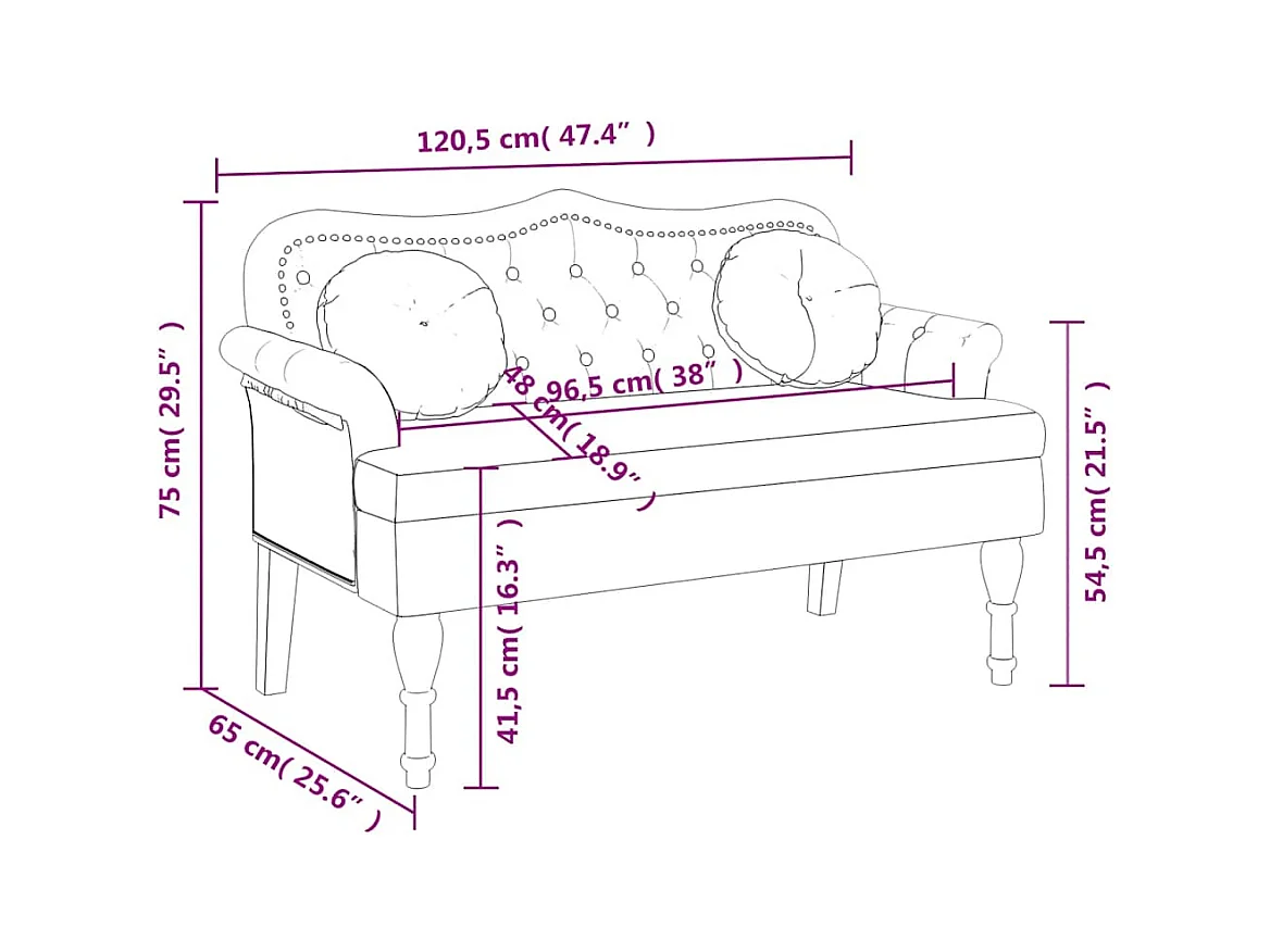 Banc avec coussins Vert foncé 120,5x65x75 cm Velours