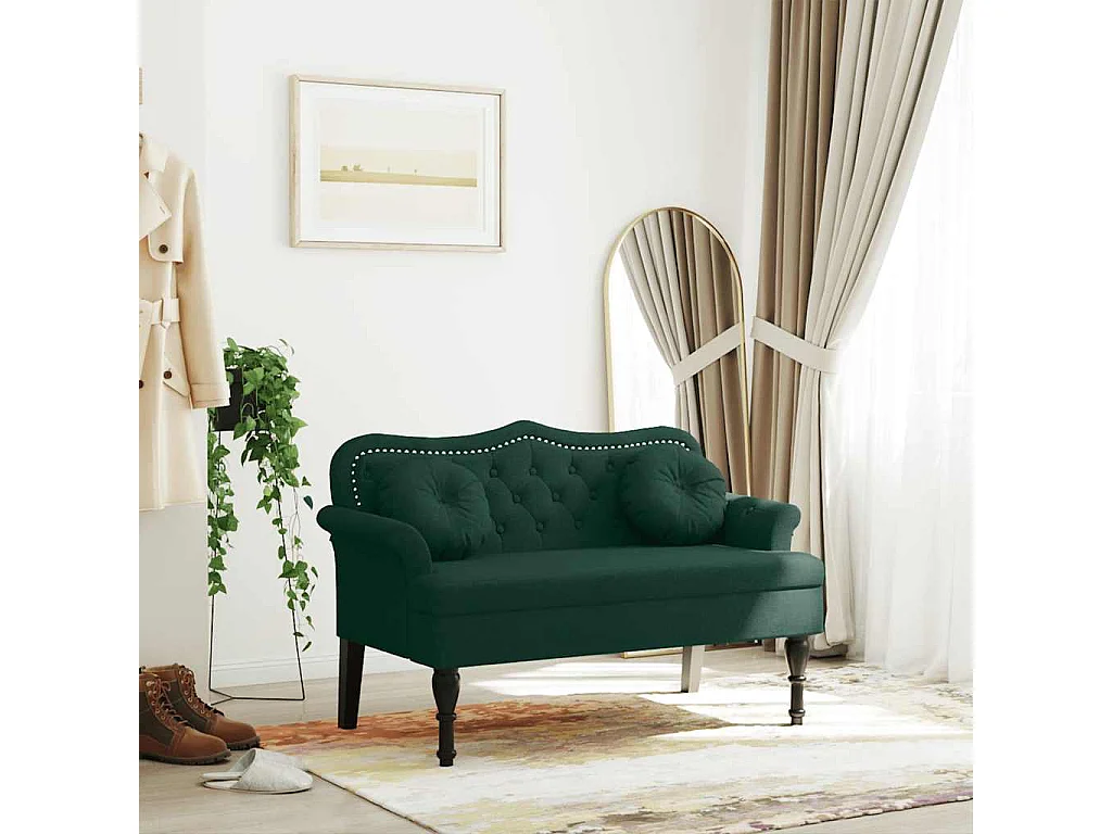 Banc avec coussins Vert foncé 120,5x65x75 cm Velours