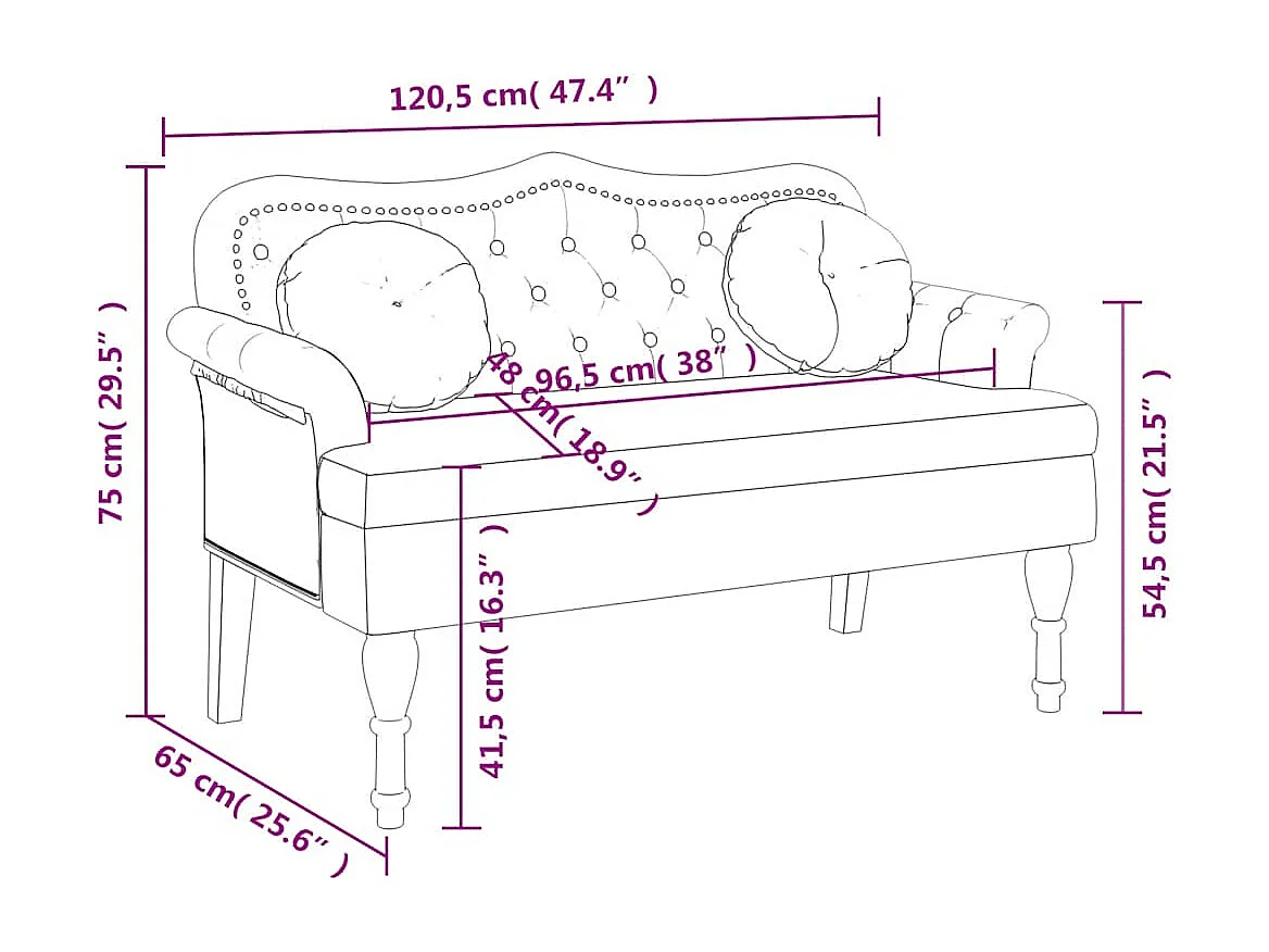 Banc avec coussins Vert foncé 120,5x65x75 cm Velours