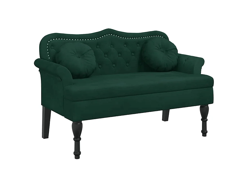 Banc avec coussins Vert foncé 120,5x65x75 cm Velours