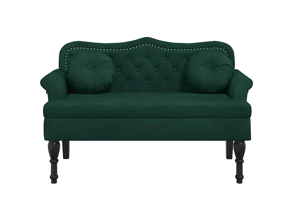 Banc avec coussins Vert foncé 120,5x65x75 cm Velours