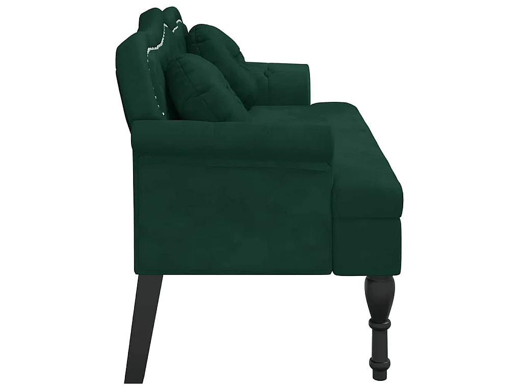 Banc avec coussins Vert foncé 120,5x65x75 cm Velours