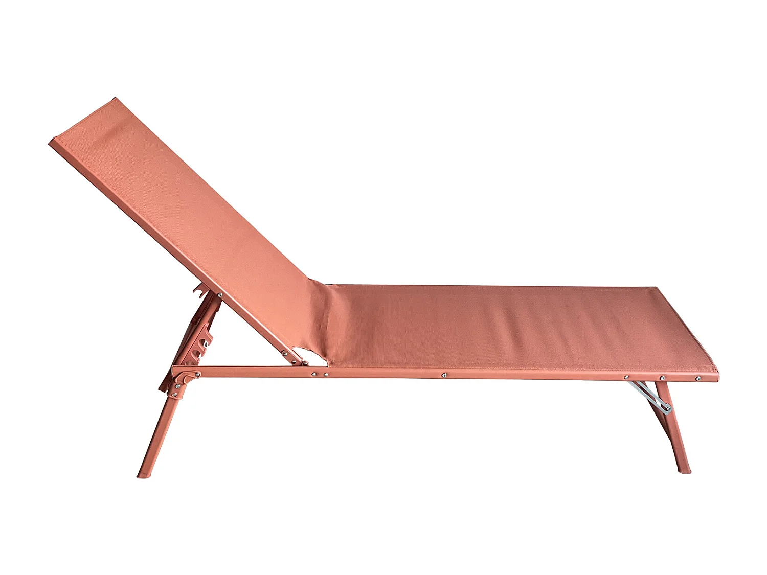 Conjunto de 2 espreguiçadeiras dobráveis SICILIA em textilene terracota - estrutura em terracota