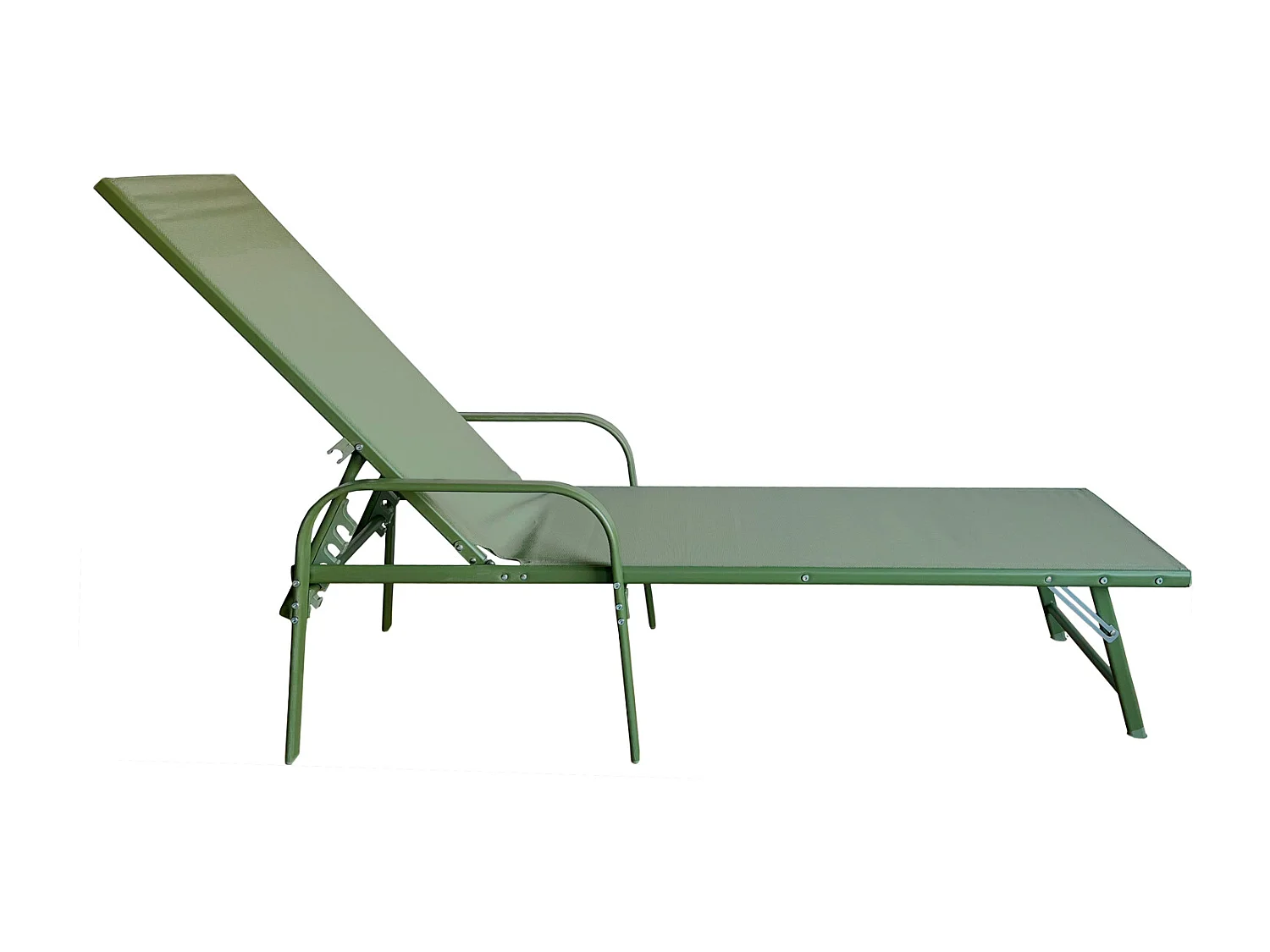 Conjunto de 2 espreguiçadeiras SARDINHA em textilene verde sálvia - moldura verde sálvia