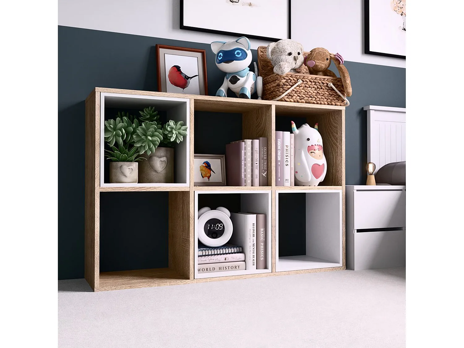 Étagère avec 6 étagères - 110 cm - Chêne Sonoma - MALAX