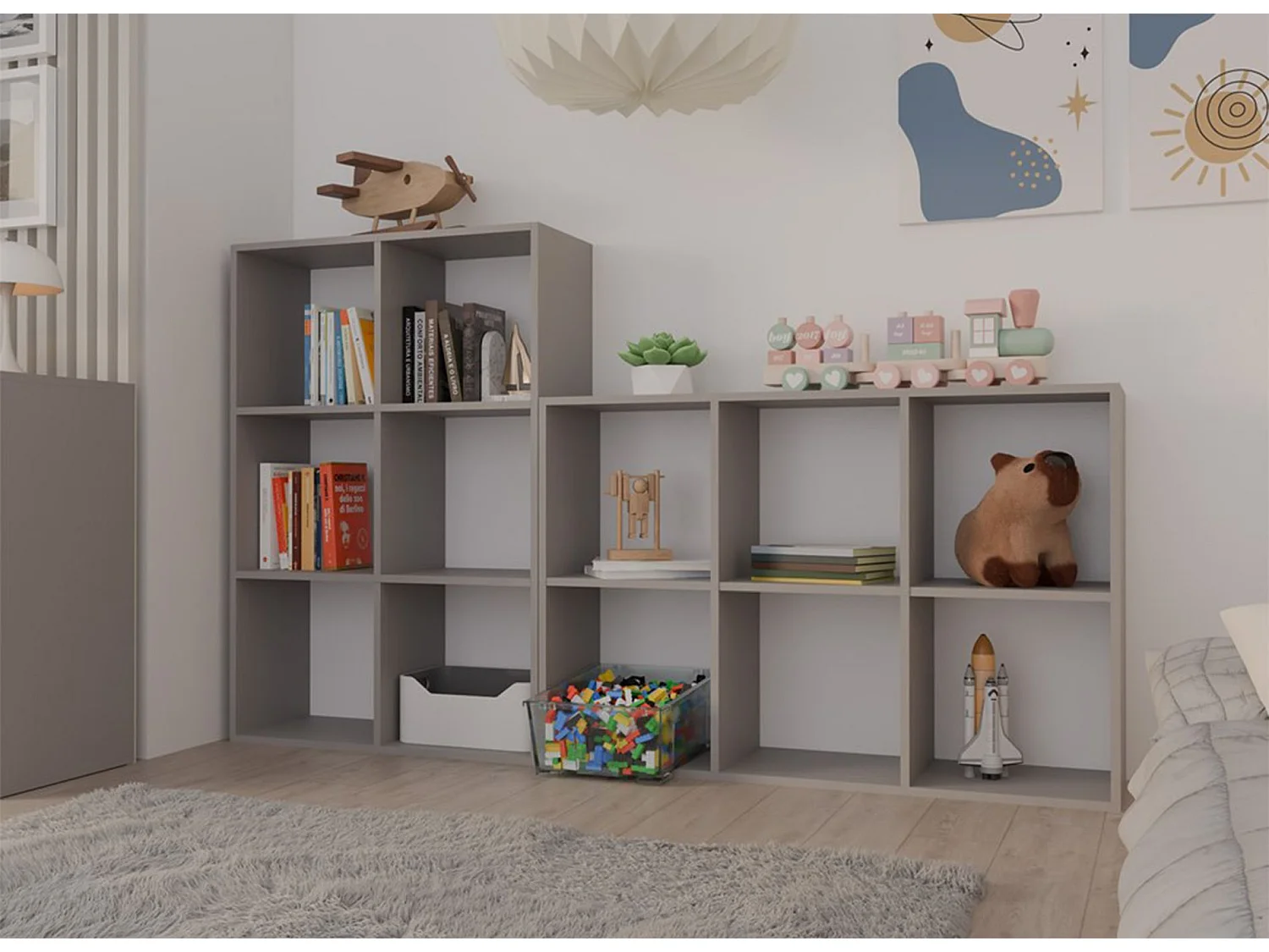 Étagère avec 6 étagères - 110 cm - gris - MALAX