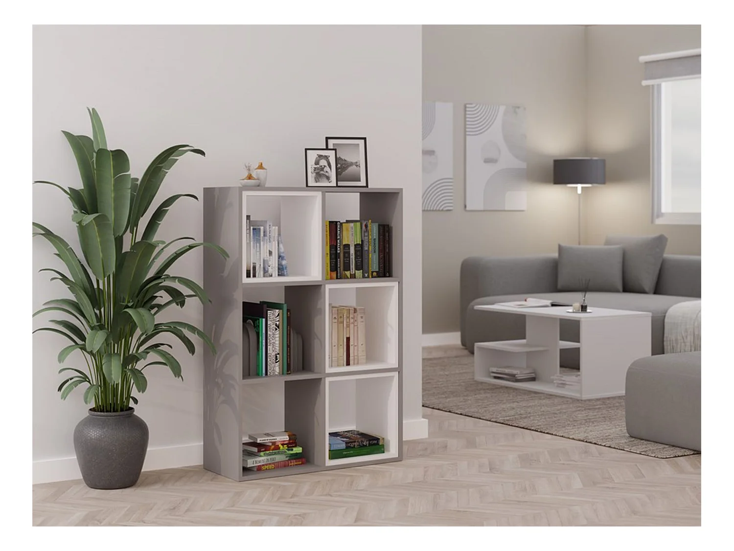 Étagère avec 6 étagères - 110 cm - gris - MALAX