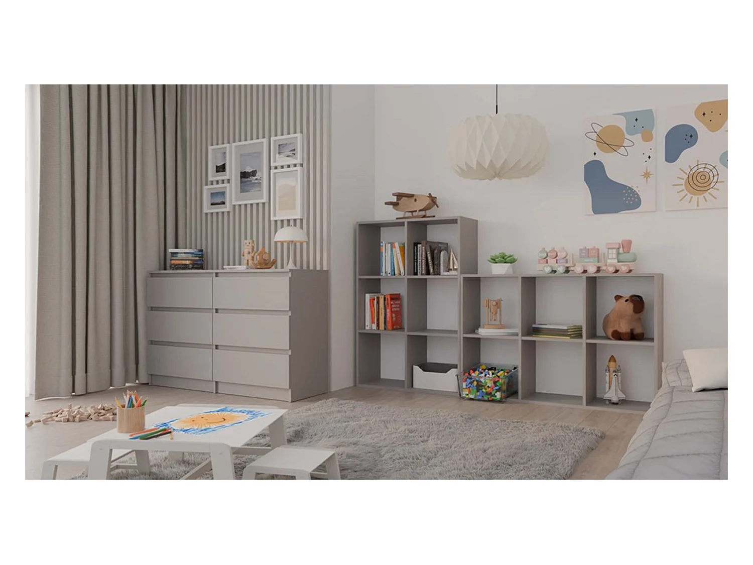 Étagère avec 6 étagères - 110 cm - gris - MALAX