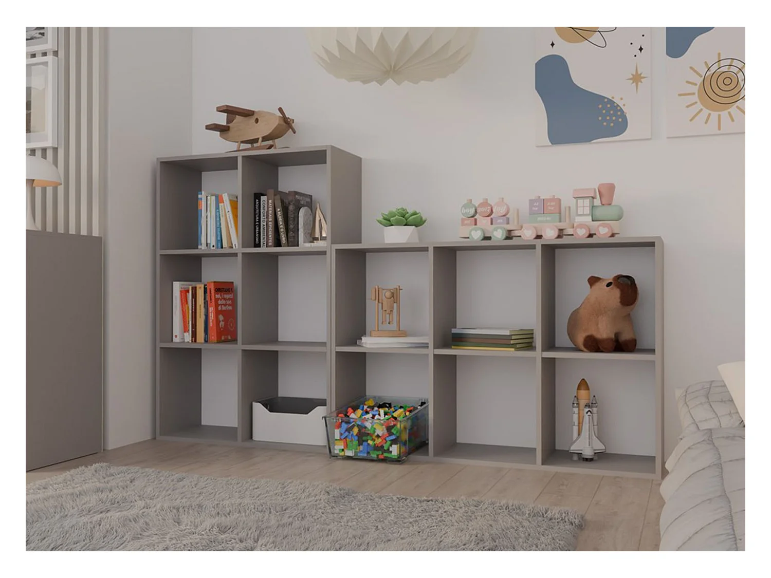 Étagère avec 6 étagères - 110 cm - gris - MALAX