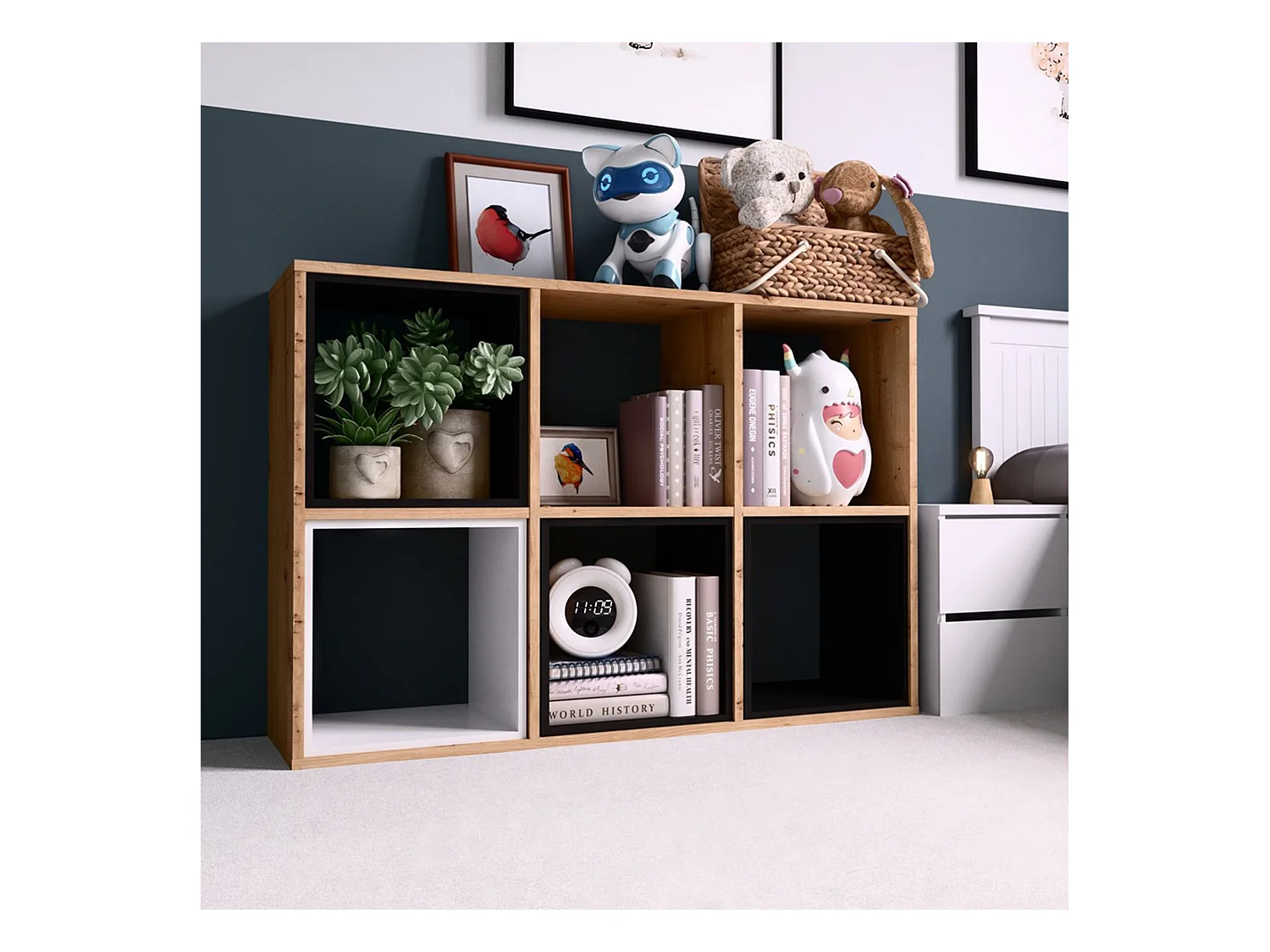 Étagère avec 6 étagères - 110 cm - chêne artisanal - MALAX