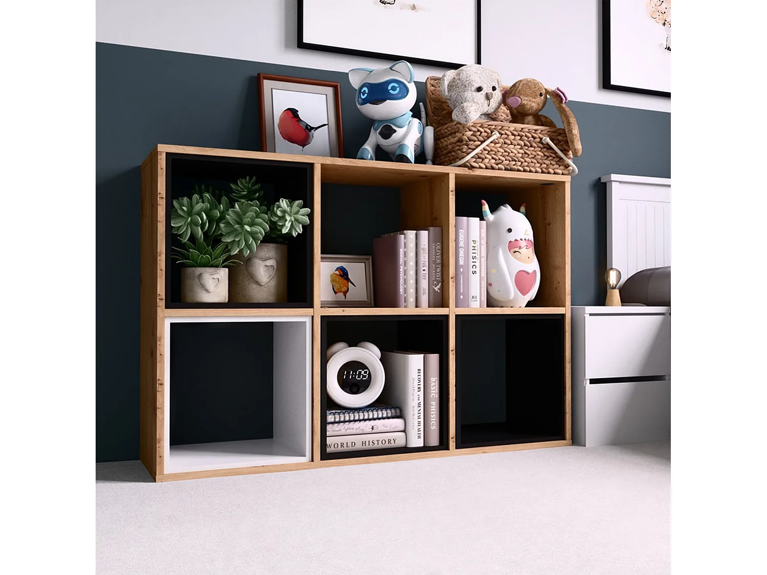 Standregal mit 6 Fächern - Holzoptik Artisan-Eiche - 110 cm - MALAX