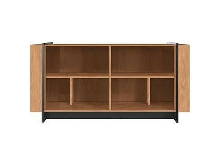 Buffet Bas 4 Portes Imitation Chêne 6 Niches L 160 H 79.7 P 42.5 cm