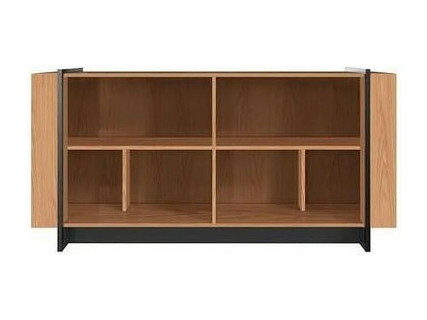 Buffet Bas 4 Portes Imitation Chêne 6 Niches L 160 H 79.7 P 42.5 cm