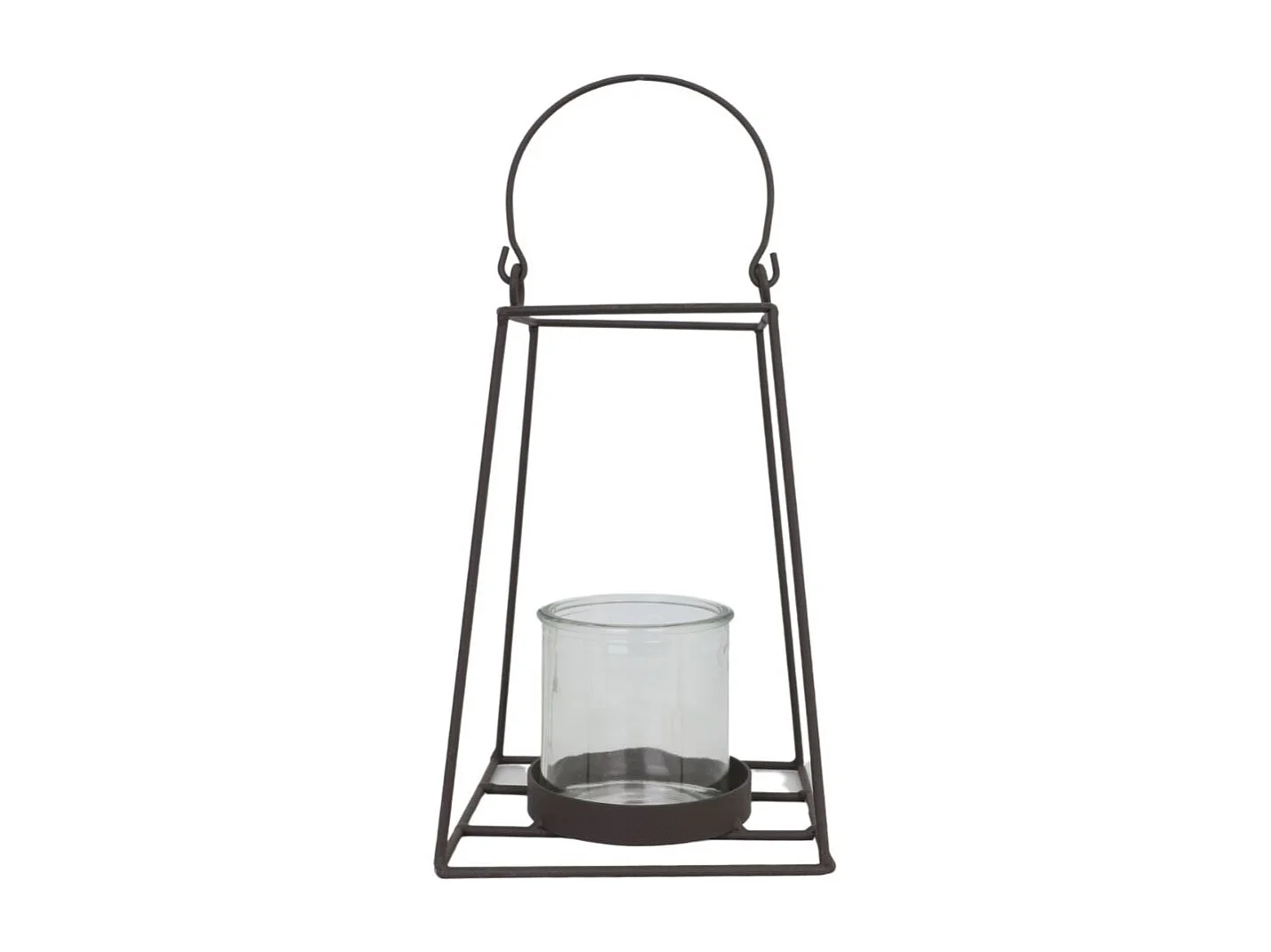 Lanterne jardin extérieur à poser bougie ancienne métal noir 20cm