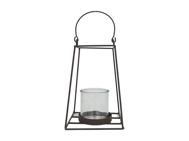 Lanterne jardin extérieur à poser bougie ancienne métal noir 20cm