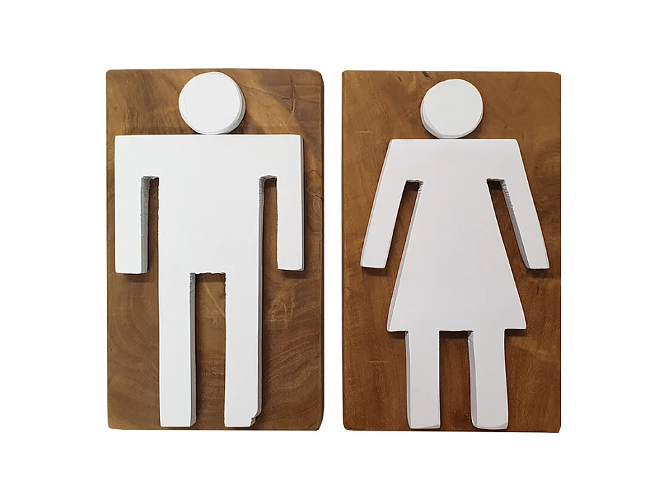 Panneaux WC Homme / Femme en bois de teck - HOFE