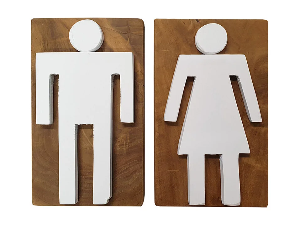 Panneaux WC Homme / Femme en bois de teck - HOFE