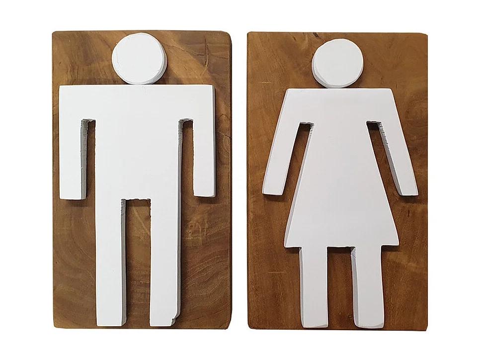 Panneaux WC Homme / Femme en bois de teck - HOFE