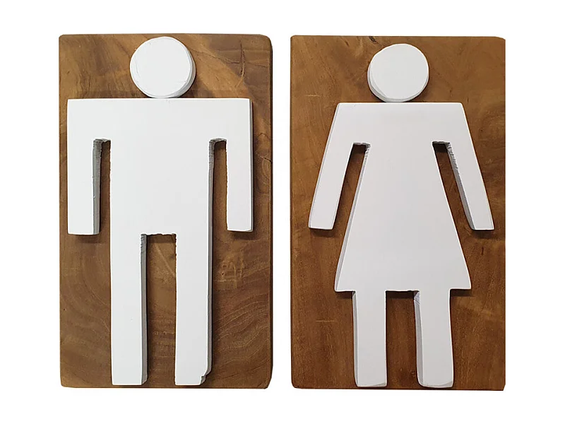 Panneaux WC Homme / Femme en bois de teck - HOFE