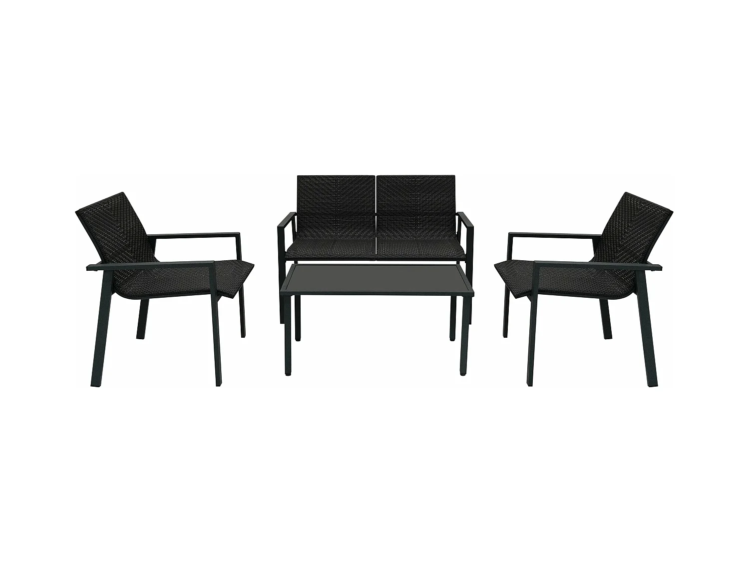 Zestaw mebli ogrodowych z rattanu - czarny