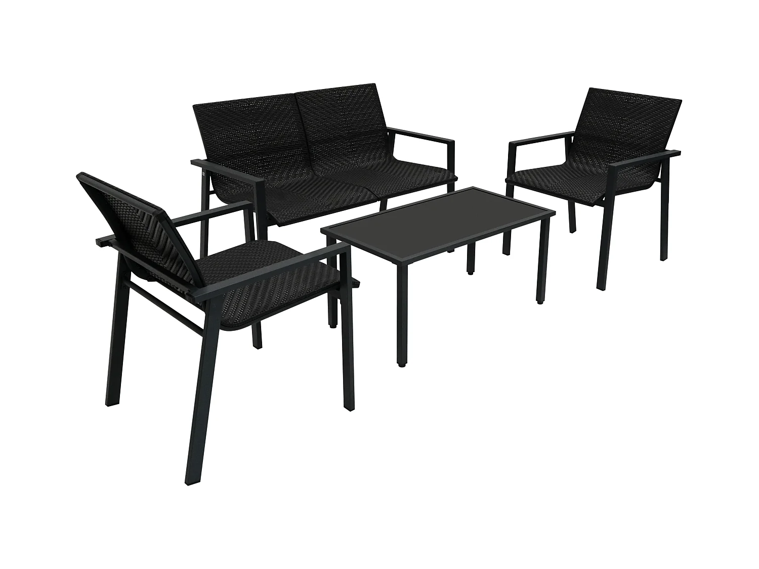 Zestaw mebli ogrodowych z rattanu - czarny