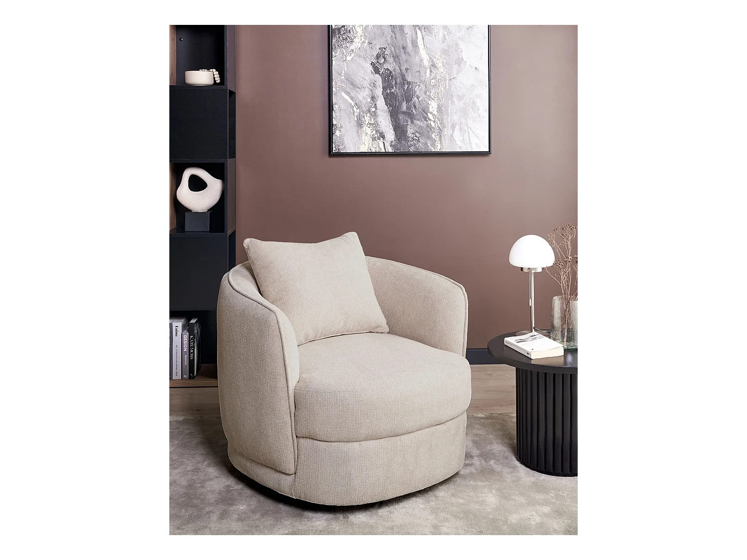 Fauteuil pivotant ANDALEN Tissu Beige clair