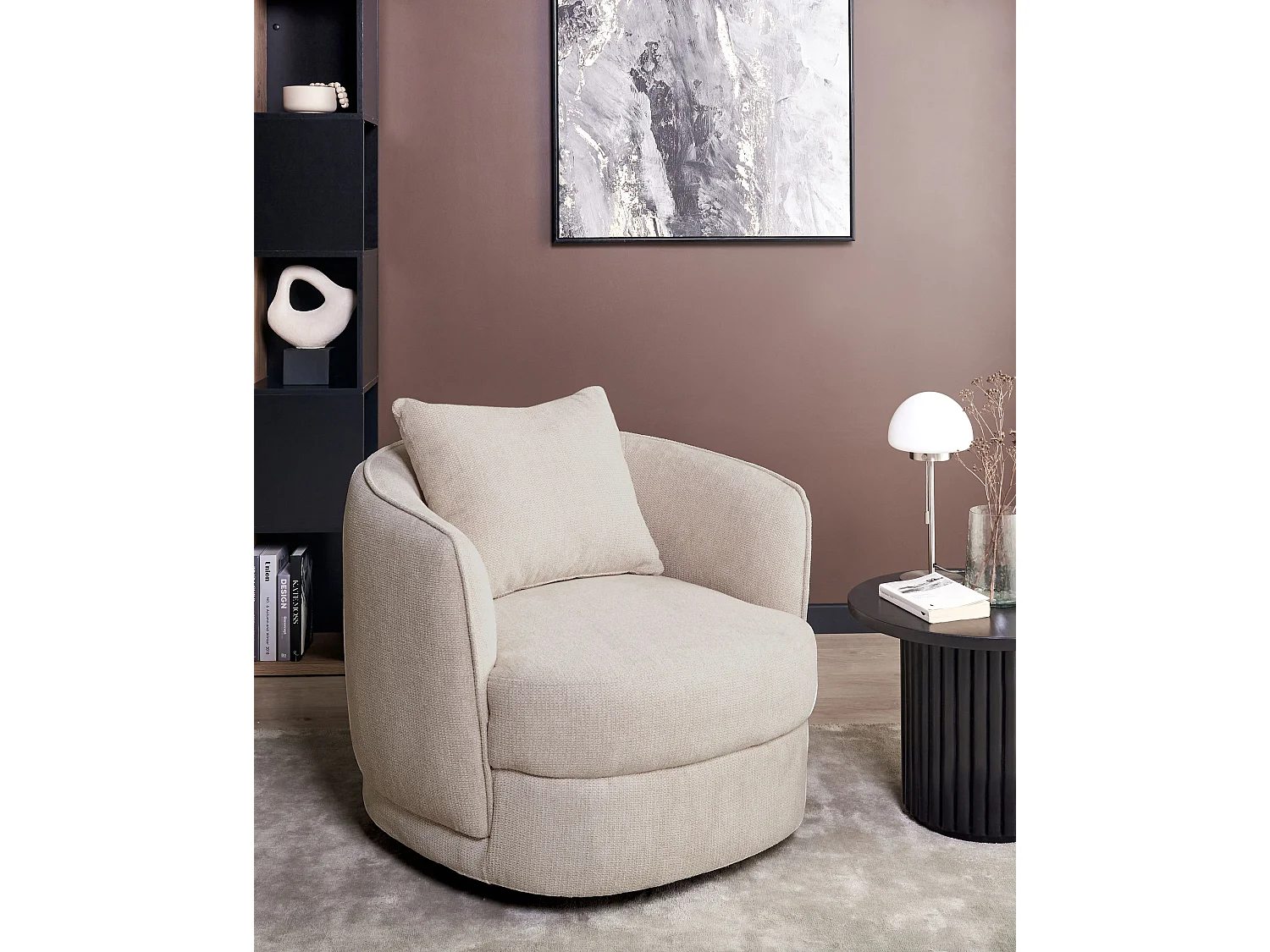 Fauteuil pivotant ANDALEN Tissu Beige clair
