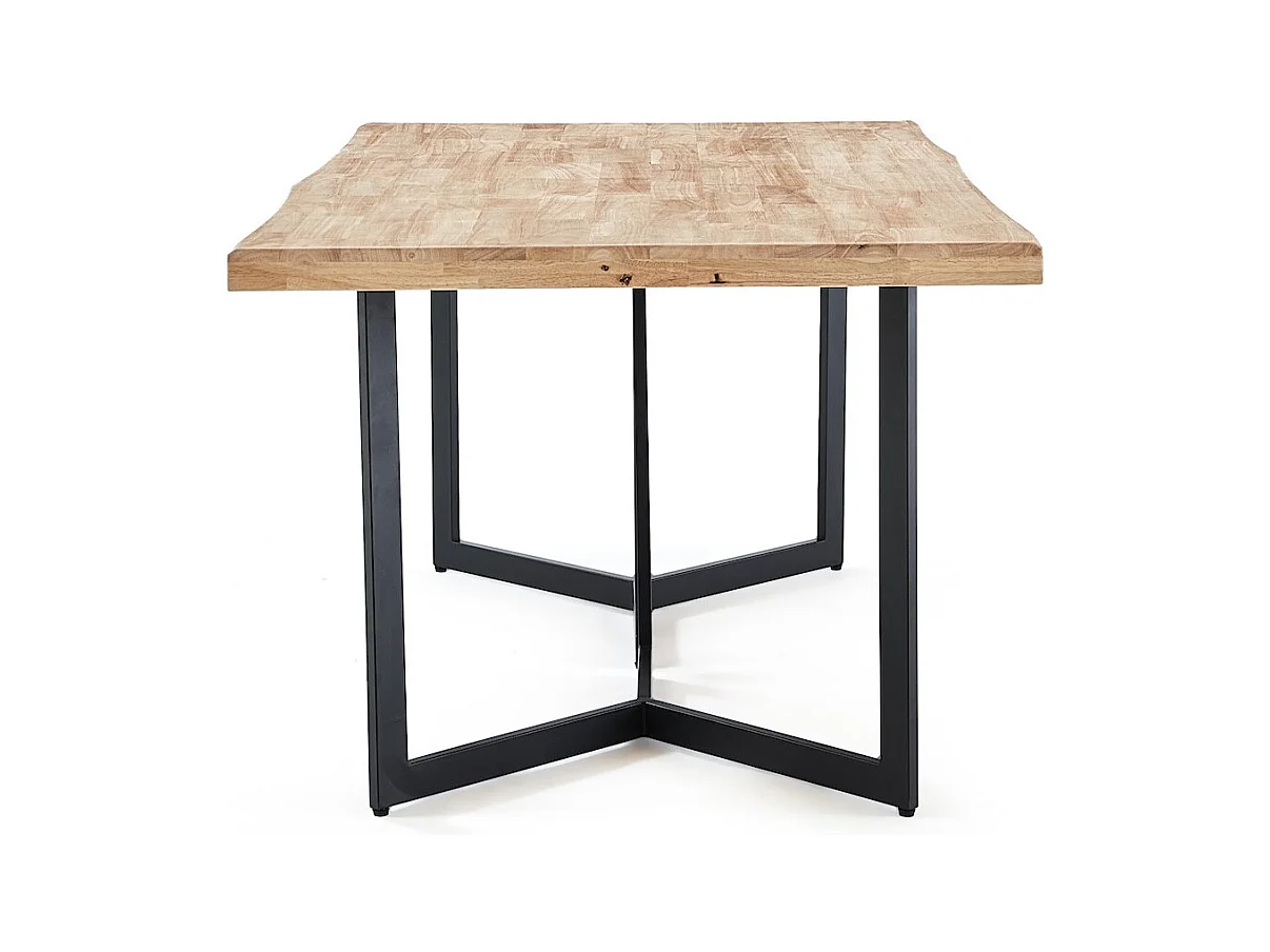 ROMEA - Mesa de comedor rectangular de madera y acero negro L180cm