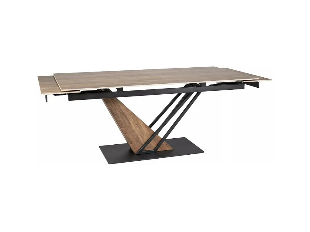 Tavolo da pranzo in ceramica effetto legno 180-240 cm, gamba design Viro