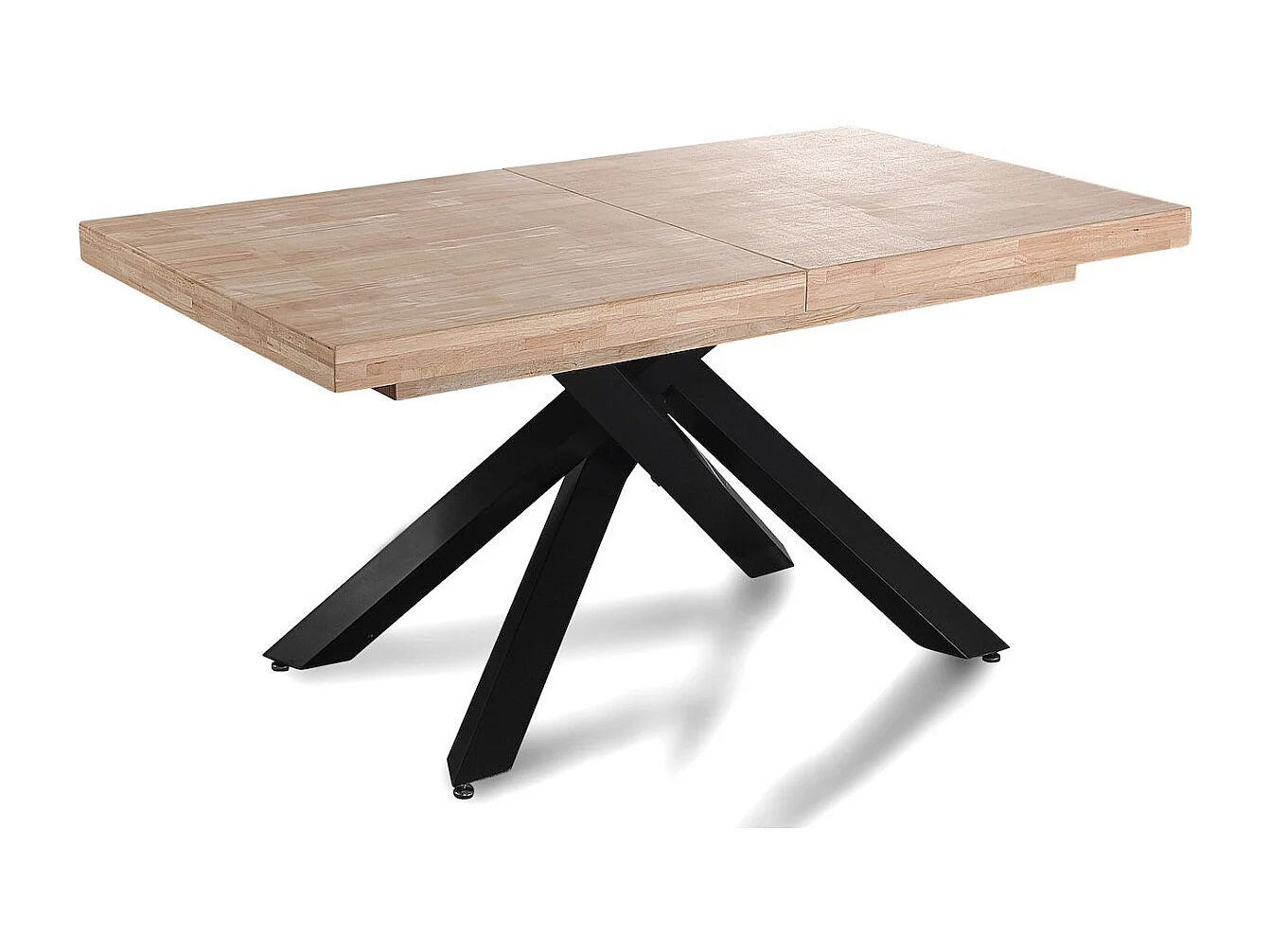 MALANA - Table de repas extensible bois clair et acier noir