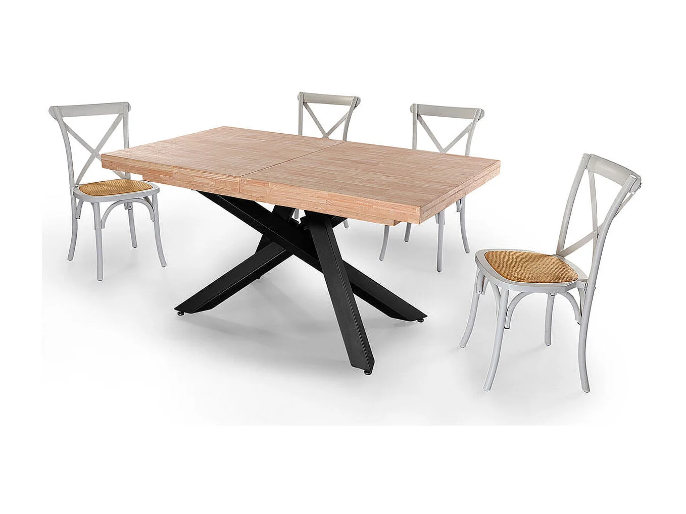Mesa de comedor Xena extensible forma rectangular roble Nordish/negro 76x160-200-240x90 cm Adec