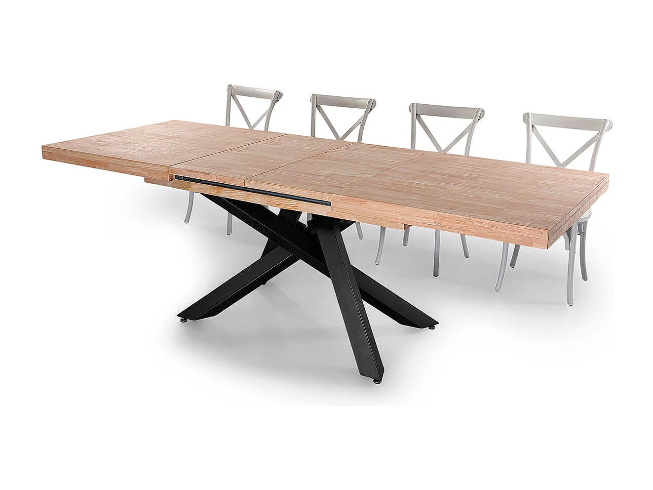 Mesa de comedor Xena extensible forma rectangular roble Nordish/negro 76x160-200-240x90 cm Adec