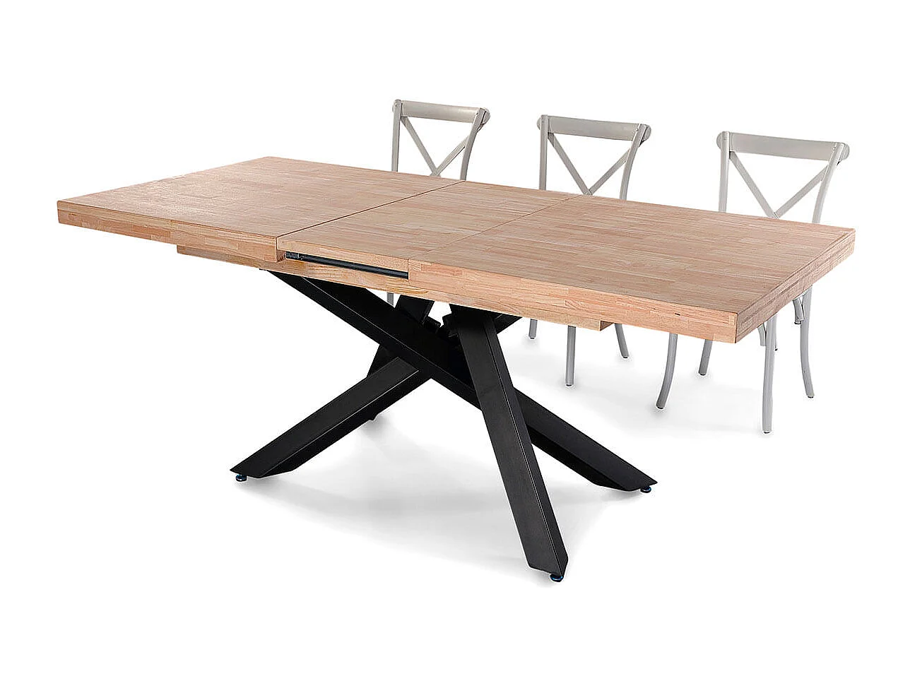 Mesa de comedor Xena extensible forma rectangular roble Nordish/negro 76x160-200-240x90 cm Adec