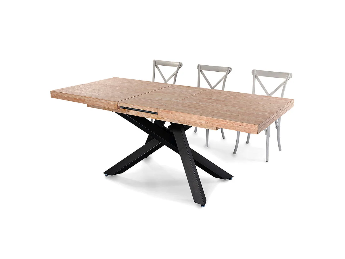 Mesa de comedor Xena extensible forma rectangular roble Nordish/negro 76x160-200-240x90 cm Adec